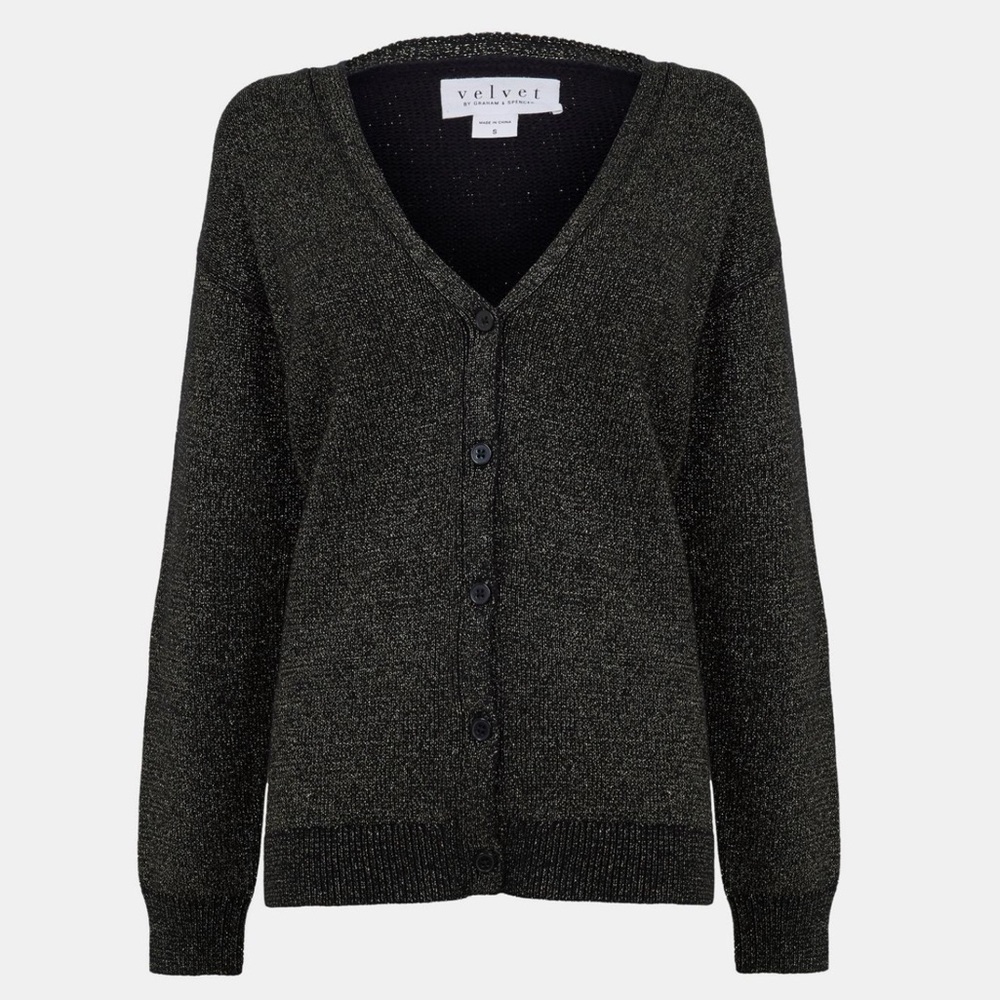 ☀️ New! ANTHRO Velvet By Graham & Spencer Shimmer Oversized Cardigan